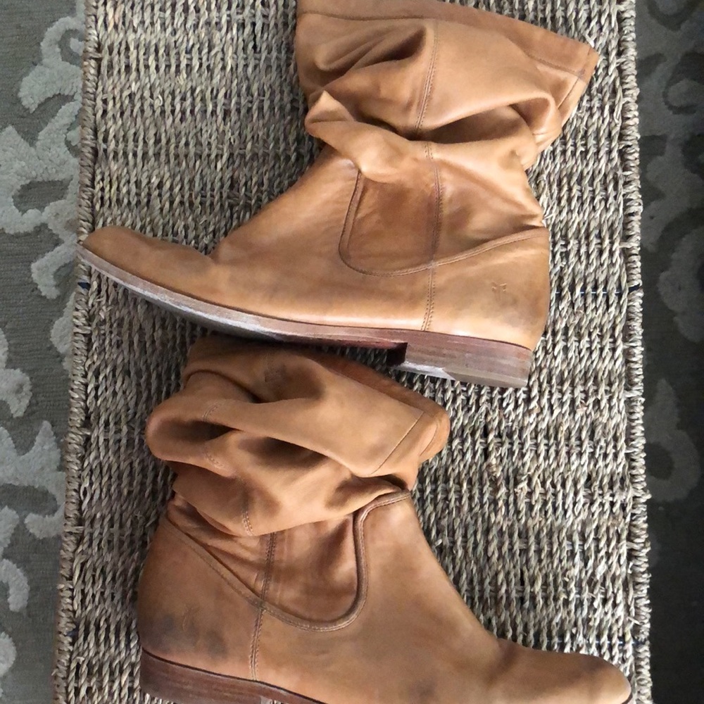 Frye Cindy Slouch Camel Boots